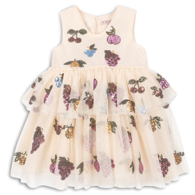 Konges Slojd Jurk Creme Kers Citroen Druif Pailletten Tule