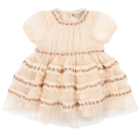 Konges Slojd jurk creme met bloemen van tule