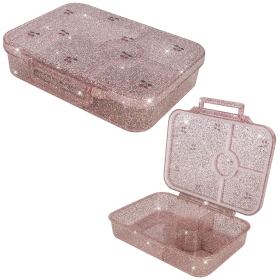 Konges Slojd lunchbox roze glitter met kersenprint