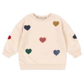 Konges Slojd Sweater Creme/Roze/Blauw Hartjes