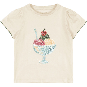 Konges Slojd T-shirt Creme Ijsje Pailletten