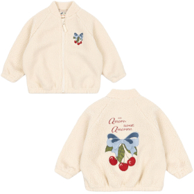 Konges Slojd teddy jas crème met kersenprint Amore Sweet Amarena voor kinderen