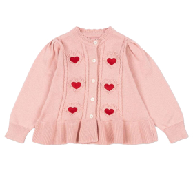Konges Slojd Vest Roze/Rood Hartjes Ruffle