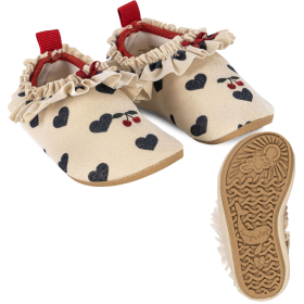Konges Slojd zwemschoenen creme hartjes en kersenprint glitter