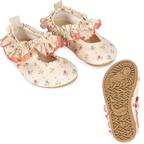Konges Slojd zwemschoenen creme/roze bloemen met ruffle Tuli Coeur