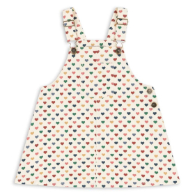 Konges Slojd Jurk Creme/Rood/Blauw Hartjes Denim