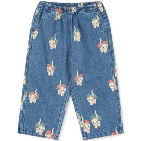 Konges Slojd Spijkerbroek Blauw/Creme Poezen