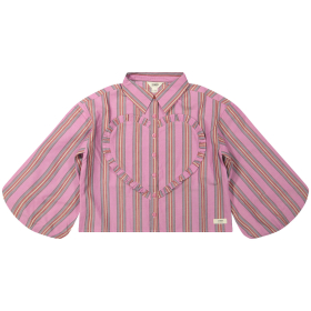 Labo De Colore Blouse Roze/Bruin/Geel Strepen Hart Ruffle