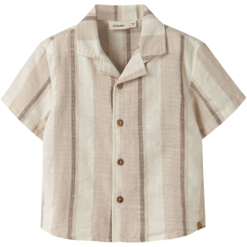 Lil’ Atelier nmmfibert ss loose shirt lil beige gestreepte blouse Coconut Milk voor jongens