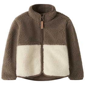 Lil’ Atelier nmmlajo ls loose jacket lil bruin crème teddy jas voor jongens
