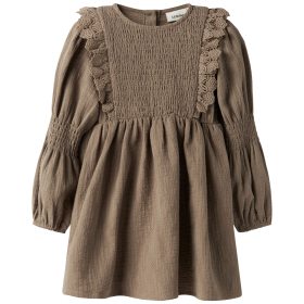 Lil Atelier Jurk Bruin Kant Sepia Tint