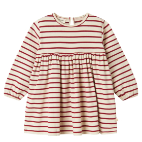 Lil Atelier Jurk Creme/Rood Strepen Red Dahlia