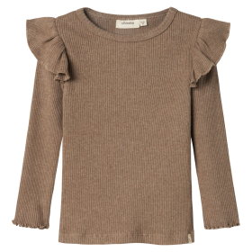 Lil Atelier Longsleeve Bruin Ruffle Shitake