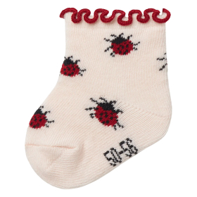 Lil Atelier Sok Creme/Rood Lieveheersbeestje Silver Peony