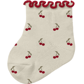 Lil Atelier Sok Creme/Rood Kersen Turtledove Cherry
