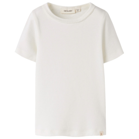 lil atelier t-shirt creme coconut milk meisjes rib top korte mouw