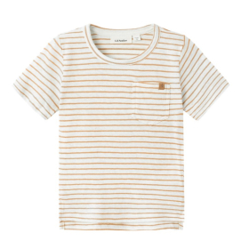 Lil Atelier T-shirt Wit/Bruin Strepen