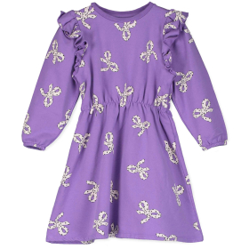 Lotie Kids Jurk Paars/creme Strikjes