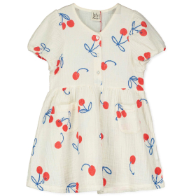 Lotiekids Bloused Woven Dress Of White creme cherry voorkant