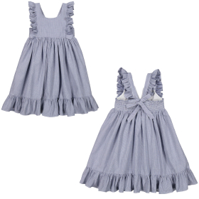 Marmar Copenhagen Jurk Blauw/Creme Ruffle Strepen Navy Stripe