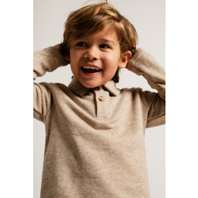 Baje Studio Longsleeve Beige Polo Kraag Denezy Sand Melange Multicolor