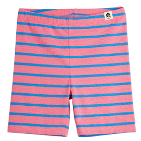 Mini Rodini korte broek roze met blauwe strepen, comfortabele kinderbroek met elastische tailleband