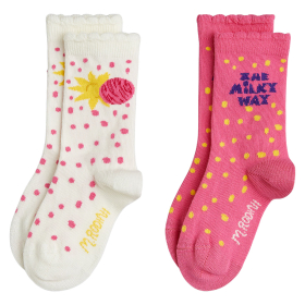 Mini Rodini Sok 2-Pack Creme/Roze Stippen The Milky Way