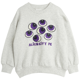 Mini Rodini Eyes emb grijs jongens en meisjes sweater met paarse ogen