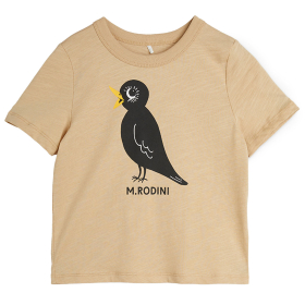 Mini Rodini T-shirt Beige/Zwart Vogel