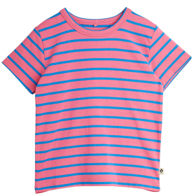 Mini Rodini T-shirt Roze/Blauw Strepen kinder T-shirt met roze kleur en blauwe strepen