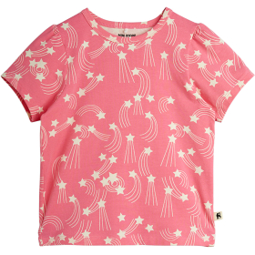 Mini Rodini T-shirt Roze Sterren Print met korte mouwen en ronde hals voor kinderen.