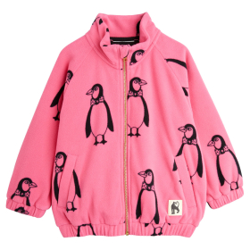 Mini Rodini Vest Roze Pinguin Fleece