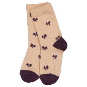 MP Denmark Melton Sok Creme/Paars Strikjes Glitter 22261-4232 Crystal Pink