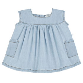 One More In The Family Jurk Carlotta Blauw Denim