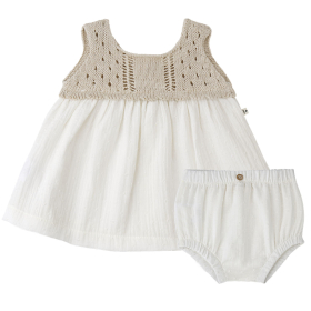 One More In The Family Jurk Lola Beige/Creme Gehaakt Beige