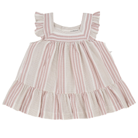 One More In The Family Jurk Miriam Roze/Beige Strepen Tuscany