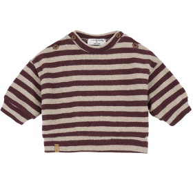 One More In The Family Sweater Dirk Beige/Rood Strepen Melanzana