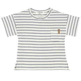 One More In The Family T-Shirt Pauli Blauw/Creme Strepen Petroleum