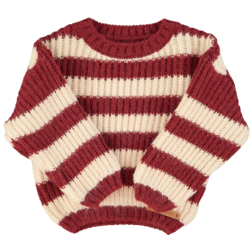 Piupiuchick Gebreide Trui Rood/Creme Strepen