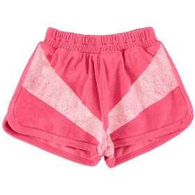 Piupiuchick korte broek roze badstof met elastische tailleband en sportieve V-details voor meisjes