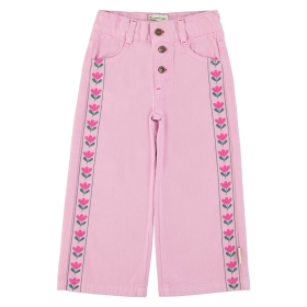 Piupiuchick Spijkerbroek Roze Bloemen Wide