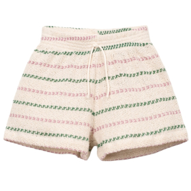 Play Up korte broek beige/roze strepenprint meisjes voorkant
