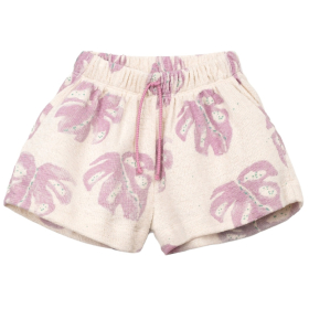 Play Up korte broek creme/roze bladeren meisjes voorkant