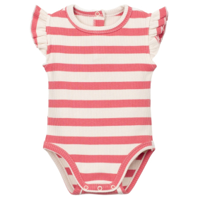 Play Up romper creme/roze strepenprint