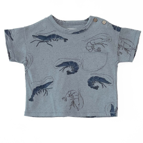 Play Up T-shirt Blauw Garnalenprint Baby