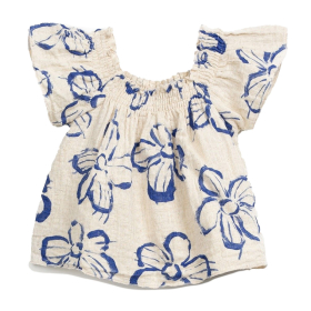Play Up T-shirt Creme/Blauw Bloemen