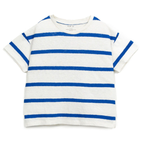 Play Up T-shirt Creme/Blauw Strepen