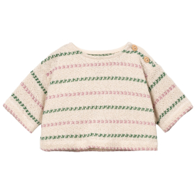 Play Up trui beige/roze strepenprint baby