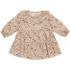 Quincy Mae Jurk Beige/Bruin/Rood Bloemen