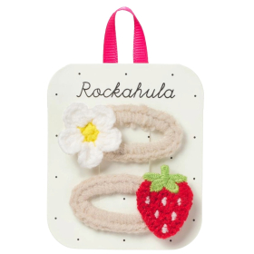 Rockahula haarclip creme aardbei gebreid 2 stuks meisjes haaraccessoire